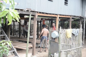 Local men working hard on Island of Lakkang